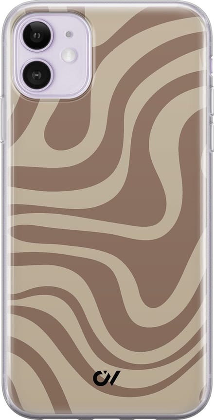 Hoesje geschikt voor Apple iPhone 11 - Brown Abstract Waves - - Bruin - Apple - Casevibes