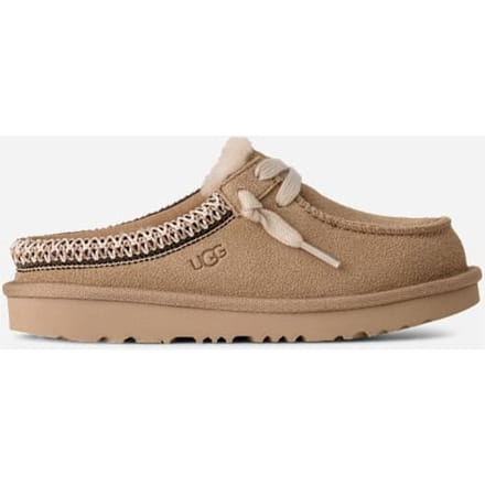 UGG® Tasman Mule in Tan, Size 2, Suede/Polyester/Cotton