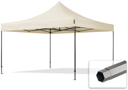 4x4 m Easy Up partytent Vouwpaviljoen, PREMIUM staal 40mm, crème