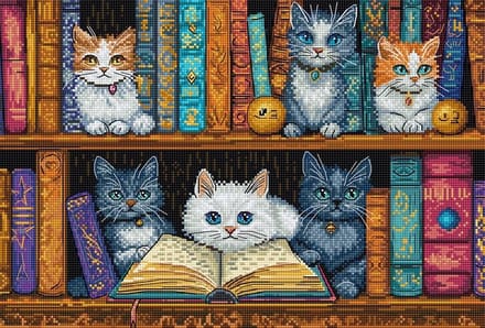 Borduurpakket LETI 9917- Bookshelf - Boekenkast