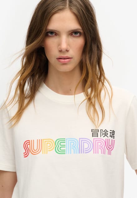 Superdry - Rainbow T-shirt met logo en relaxte pasvorm - Dames - T-shirts
