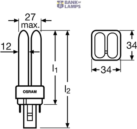 Patron PL-C 2P G24d-1 Spaarlamp | 10W 4000K 600Lm 840