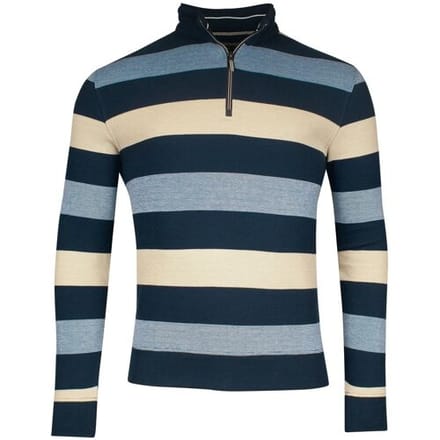 Baileys Trui Sweatshirt Half Zip Doubleface Yarn-Dyed Two Tone Stripes Dark Blue / male