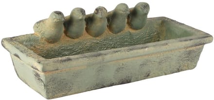 Dekoratief | Vogelbad m/vogeltjes, grijs, cement, 30x16x10cm | A260082