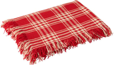 J-Line plaid Geruit - katoen - kerstrood/wit
