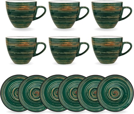 Wilmax England Espressokop-Schotel 75ml Groen Porselein 6x
