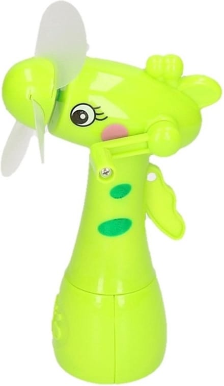 Waterspray ventilator - giraffe - groen - voor kinderen - waterverstuiver - zomerventilator - 15 cm