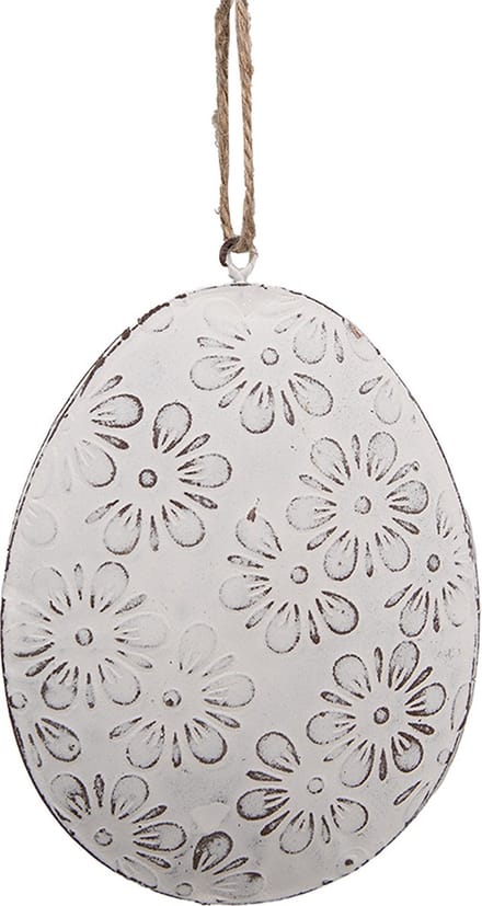 Clayre & Eef Paashanger Ei 8 cm Wit Metaal