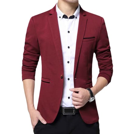 Heren colbert slim fit jas zakelijk dagelijks blazer rood
