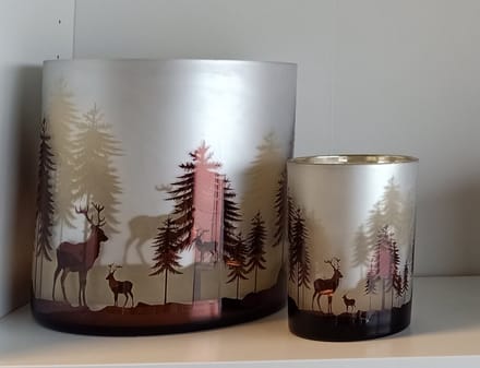 Colmore Vovite caramel deer/tree glas theelichthouder