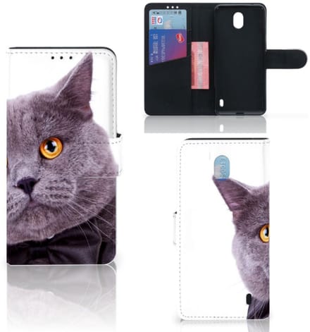 Nokia 1 Plus Telefoonhoesje met Pasjes Kat