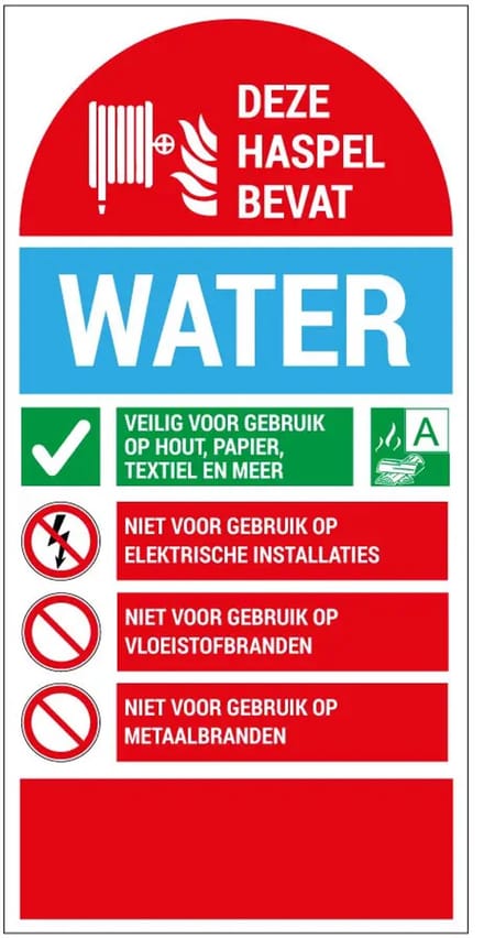Deze haspel bevat water sticker | 40 x 20 cm