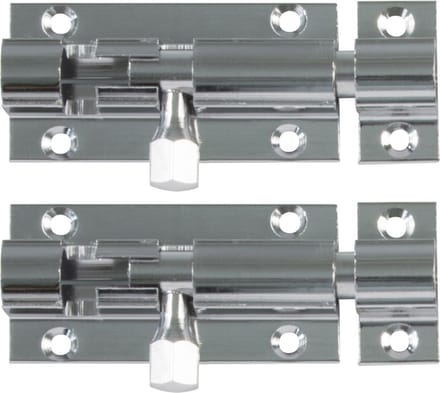 AMIG schuifslot/plaatgrendel - 4x - messing - 5 x 2.55 cm - verchroomd - deur - poort