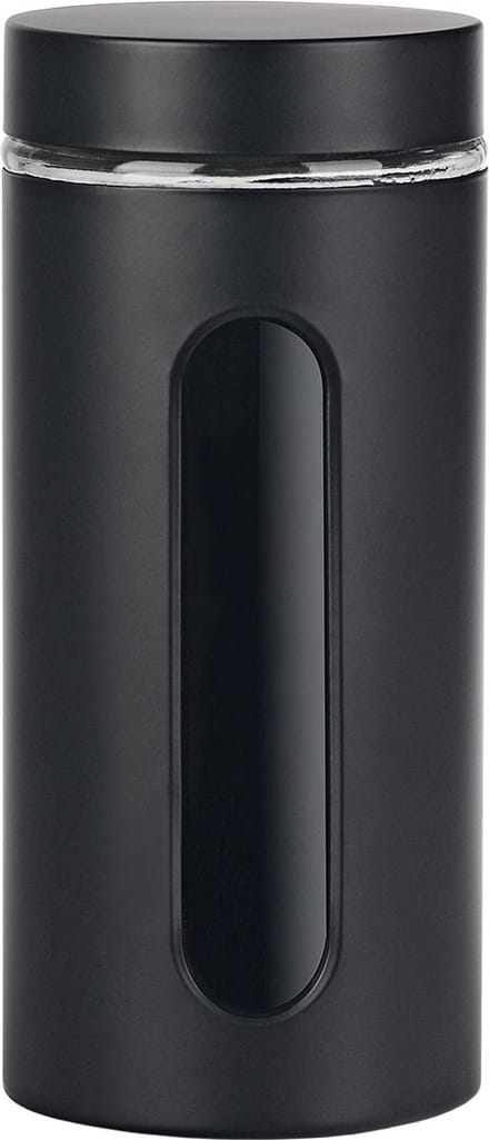 Voorraadpot venster zwart mat 1,2L glas