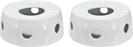 Svenska Living Rechaud - 2x - warmhoudplaat - porselein - wit - 16 x D14 cm