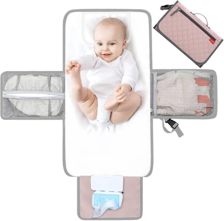 Draagbare Aankleedmat voor Baby's - Waterdicht, Opvouwbaar met 3 Vakken en Doekdispenser
