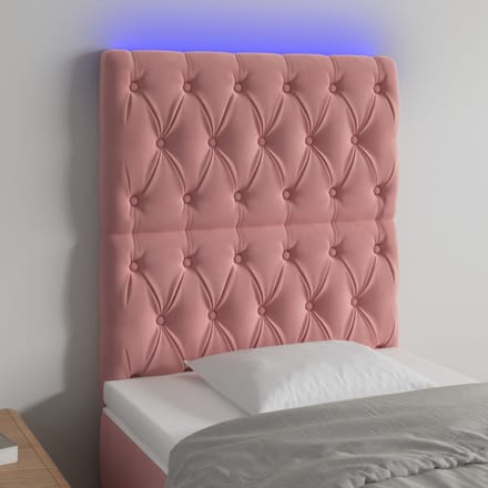 vidaXL - Hoofdbord - LED - 80x7x118/128 - cm - fluweel - roze