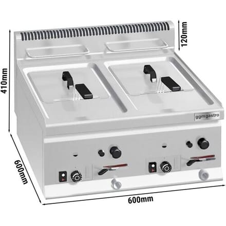 GGM Gastro Gas Doppelfritteuse - 8+8 Liter - 13,2 kW Zilver