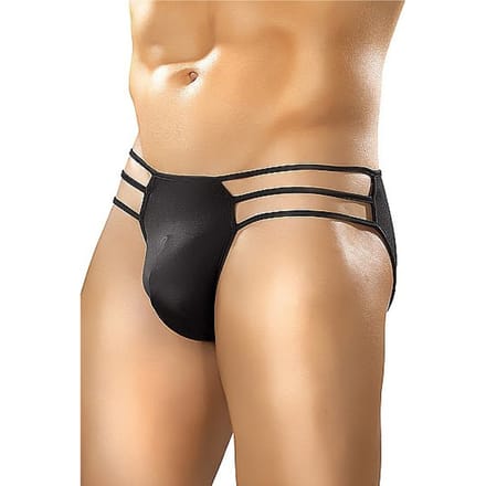 Slip met opengewerkte zijkanten - Zwart