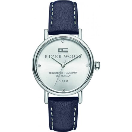 River Woods Arkansas RW340037 Horloge - Leer - Blauw - Ø 34 mm