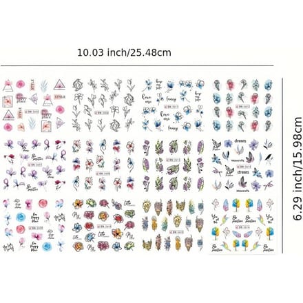 Nagelsticker Bloem Watertransfer Nagel Decal Wraps Nagelkunst Tips Manicure Decor BN2605-2616 white