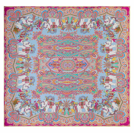 ROECKL sjaal Elephant Parade Silk 140x140 Multi Ciel kleurrijke