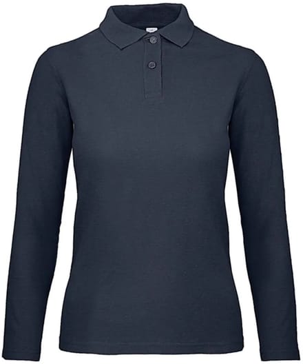 Damespolo met lange mouwen B&C ID.001 LSL