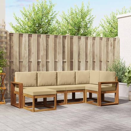 vidaXL - Buiten - bank - set - 6 - st - Natuurlijk - en - Beige
