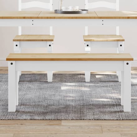 vidaXL - Eetkamerbank - PANAMA - 105x30x45 - cm - massief - grenenhout - wit