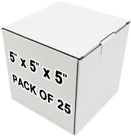 Verzenddozen 14 cm L x 12 cm B x 12 cm H - Pack van 25 - Wit - Golfkarton