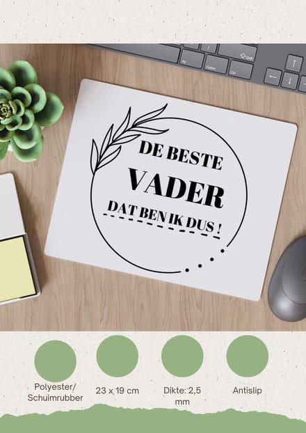 Akyol - de beste vader dat ben ik dus Muismat - Vader - papa - vader cadeautjes - vaderdag - verjaardag - geschenk - kado - 23 bij 19 cm