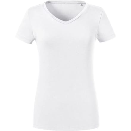 Dames-T-shirt met V-hals Russell Athletic Pure Organic