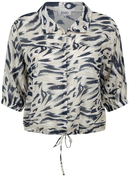 Zoso Blouse Leonie 252 0008-0007 Navy/sand Dames Maat - M