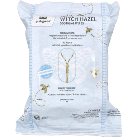 Grab Green, Mouchoir Apaisant à l'Hamamélis pour Bébé, Bois de Rose Rêveur, 32 feuilles white