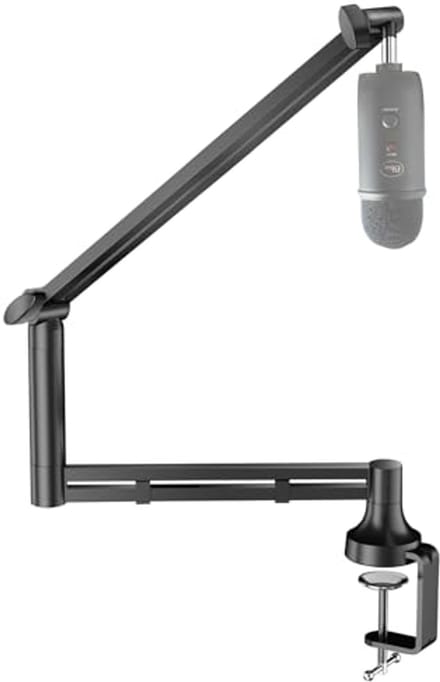 Microfoonarm met Laag Profiel voor Podcasting en Streaming - Verbeterde Klem en Kabelbeheer