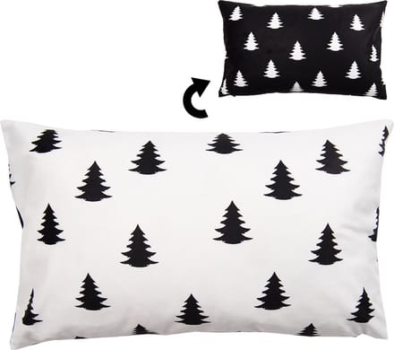 Clayre & Eef Kussenhoes 30x50 cm Wit Zwart Polyester Kerstboom
