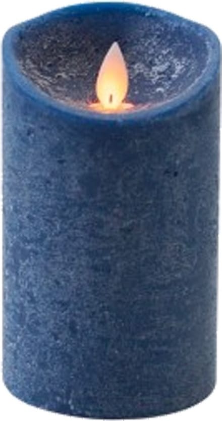 Anna's Collection Led kaars/stompkaars - donkerblauw - H12,5 x D7,5 cm - wax - bewegende vlam