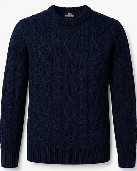 Noorse kabel trui - grof gebreid - 100% scheerwol - donkrblauw