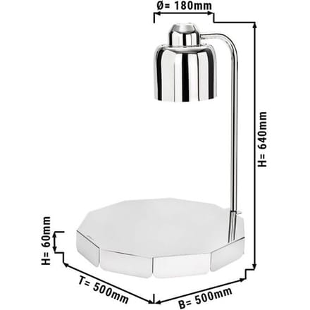 GGM Gastro Buffet-Wärmelampe Infrarot - 250 Watt - Rund - Silber Zilver
