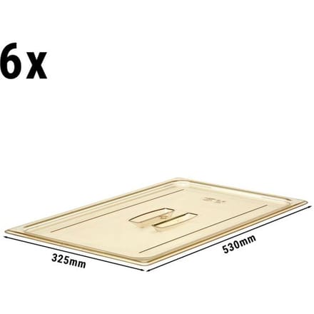 (6 stuks) CAMBRO H-PAN™ - Hittebestendige GN platte deksels 1/1 - met handgreep - Barnsteen