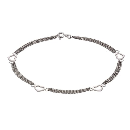 ZEEme Silver Fußkette Silber 925 mit Herz-Motiv 25cm lang