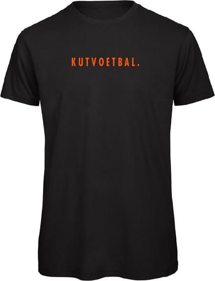 T-shirt zwart M - oranje - Kutvoetbal. - soBAD.