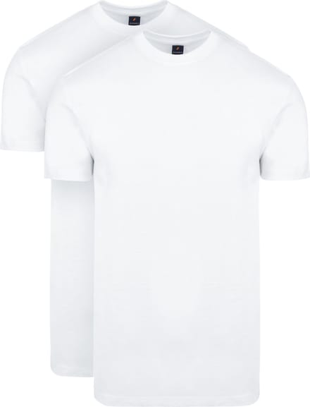 Suitable Obra T-Shirt Hoge Ronde Hals Wit 2-Pack - Maat S - Heren - Basic T-shirt - Ondershirt