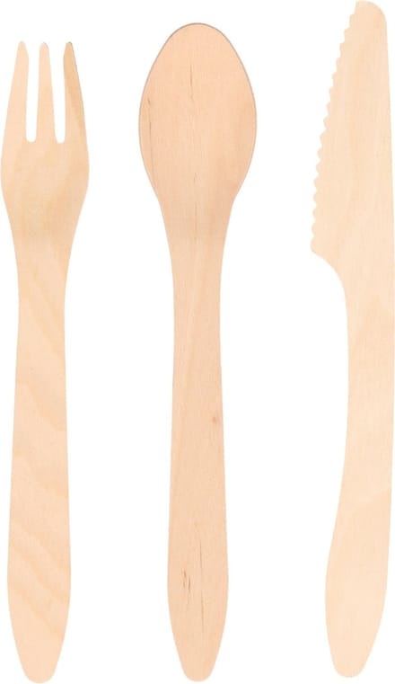 Wegwerp bestekset - 18x stuks - 19 cm - hout/bio - bestek - vork/mes/lepel