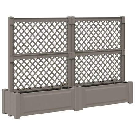 vidaXL - Grote - plantenbak - met - trellis - 2 - st - PP - Grijs