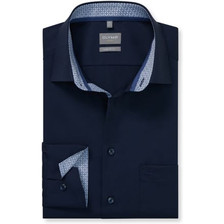 OLYMP Luxor Overhemd, Comfort Fit, New Kent, Kobaltblauw