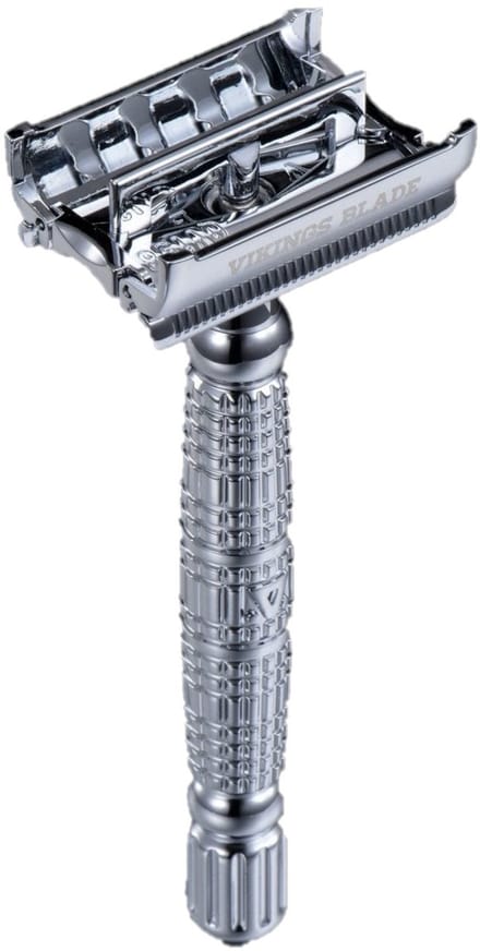 JIMMAR Safety Razor - Dubbelzijdig Scheermes - Klassiek - Double Edge Blade - Scheren - Baard - Unisex - Inclusief 5 Platinum Scheermesjes - Zilver