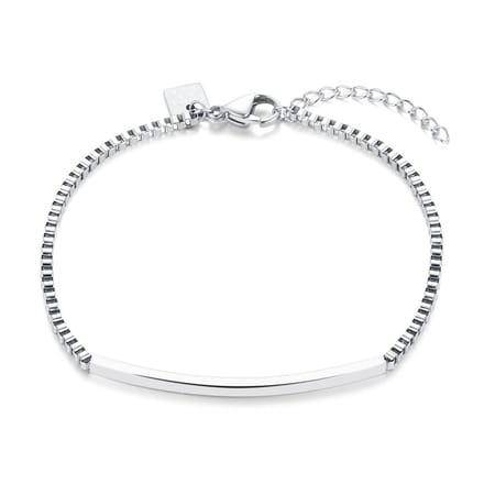 Twice As Nice Armband in edelstaal, naamplaatje 18cm+3cm