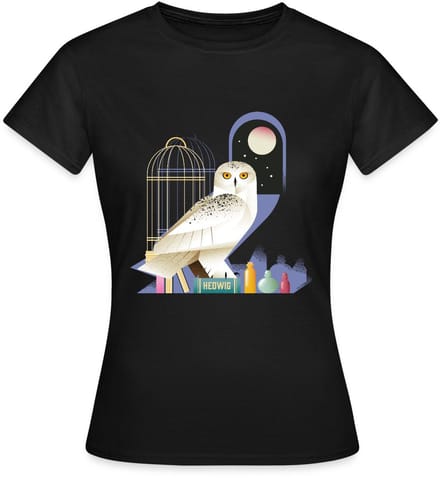 Harry Potter Hedwig De Uil Bij Nacht T-Shirt Dames
