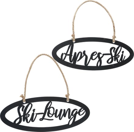 wandbord tekstbord ski apreski lounge set van 2 stuks wintersport